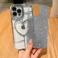 thumbnail image 3 of Compatible with iPhone 14 Pro Max Clear Glitter Case-6.7 Inch, Cute 3D Design Love Heart Pattern Plating Bling Case for Women Girls Soft TPU Shockproof Camera Protective Back Cover-Silver, 3 of 12