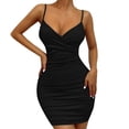 thumbnail image 1 of Vestido sexy sin mangas, plisado y ajustado, con tirantes finos, para fiesta o club, para mujer, 1 of 5