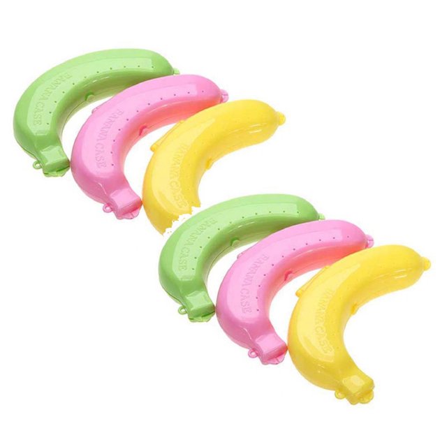 Oleegame 2PC Produce Storage Lunch Holder Storage Banana Protector Fruit Box Case 3 Cute Colors Container Food Storage