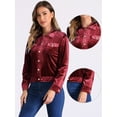 thumbnail image 2 of DARING DIVA Stylish Velvet Button-Up Long Sleeve Jacket M Burgundy, 2 of 6