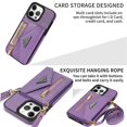 thumbnail image 2 of Nalacover for iPhone 16 Pro Max Zipper Wallet Case,Luxury PU Leather Back Soft TPU Magnetic Buckle Flip Card Pocket Shockproof Slim Cover with Adjustable Crossbody Shoulder Strap,Purple, 2 of 8