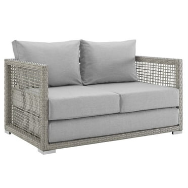Ergode Aura Outdoor Patio Wicker Rattan Loveseat - Gray Gray