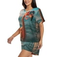 thumbnail image 2 of Haiem Swimming Goggled Flamingo Pattern Pajama Set for Women 2 Piece Lounge Set Short Sleeve Tops and Shorts Soft Sleepwear-Medium, 2 of 7