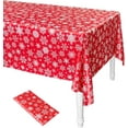 thumbnail image 2 of Snmubt Christmas Winter Decoration Disposable Plastic Tablecloths Red Blue Snowflake Christmas Party Tablecloths Red, Plastic, 2 of 3