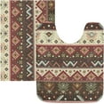 thumbnail image 4 of SKYSONIC Toilet Bathroom Rugs Sets 2 Piece, Geometry Western Style Soft Absorbent Fluffy Toilet Mat Set Non-Slip Rubber Backing Bath Mats for Bathroom,16"x24"+20"x24", 4 of 7