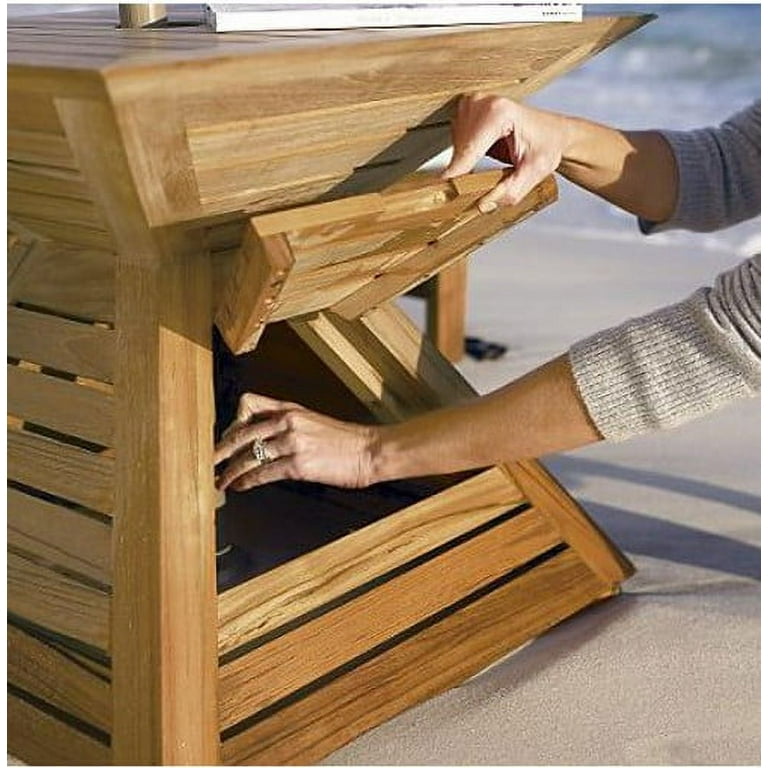 WholesaleTeak Grade-A Teak Wood Square Deck Outdoor Patio Umbrella