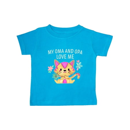 

Inktastic My Oma and Opa Loves Me with Cute Kitten and Flowers Gift Baby Boy or Baby Girl T-Shirt