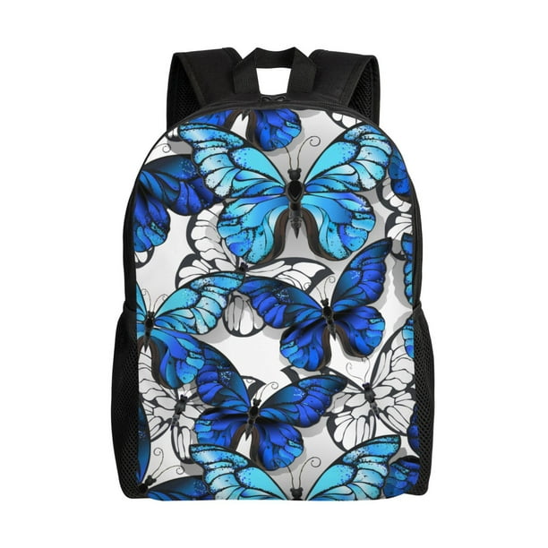 Balery Blue and White Butterflies Mochila - Mochila Estilosa y Duradera para Laptop de 15 Pulgadas con Tela Oxford Impermeable