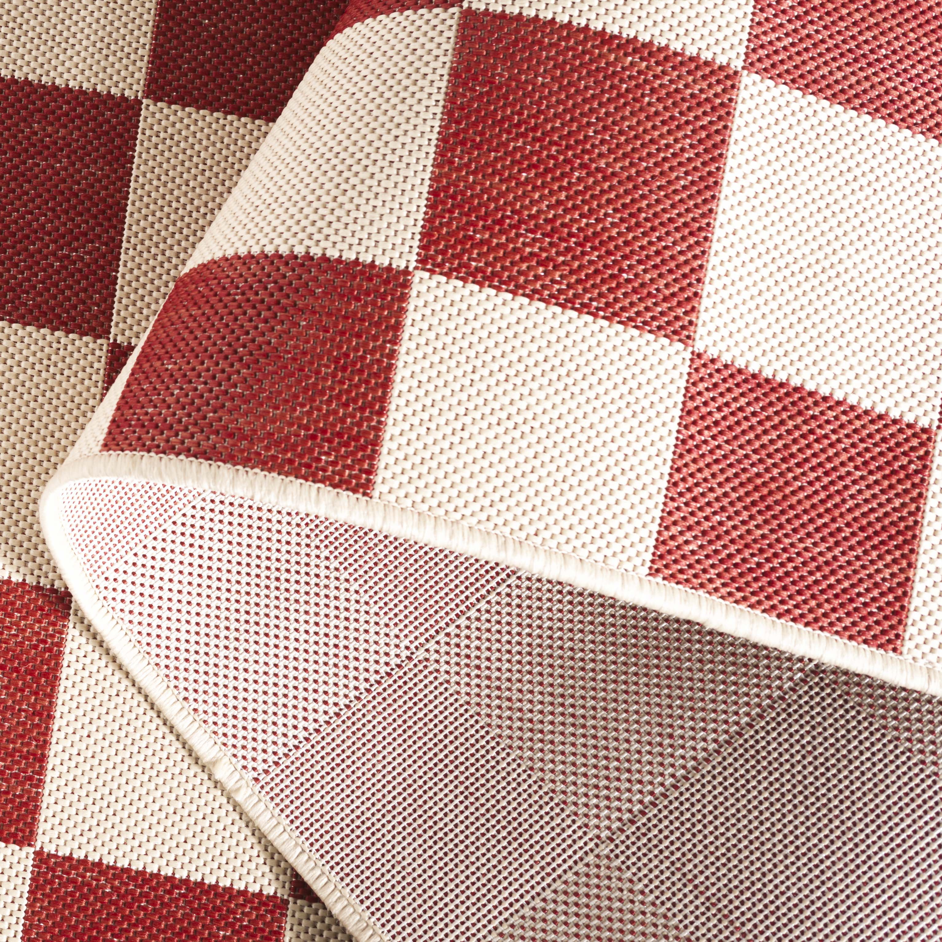 SAFAVIEH Courtyard Talbot Checkered Indoor/Outdoor Area Rug, Red/Beige, 8' x 10'
