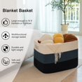 thumbnail image 5 of 118L Extra Large Blanket Basket, Rectangle Woven Cotton Rope Storage Basket,Used for storing Dirty Clothes, Stuffed Animal Toy Storage for Living Room,Kids Room,25" x 17" x 16", Gradient Blue, 5 of 14