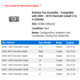 thumbnail image 2 of Radiator Fan Assembly - Compatible with 2005 - 2010 Chevy Cobalt 2.2L 4-Cylinder 2006 2007 2008 2009, 2 of 2