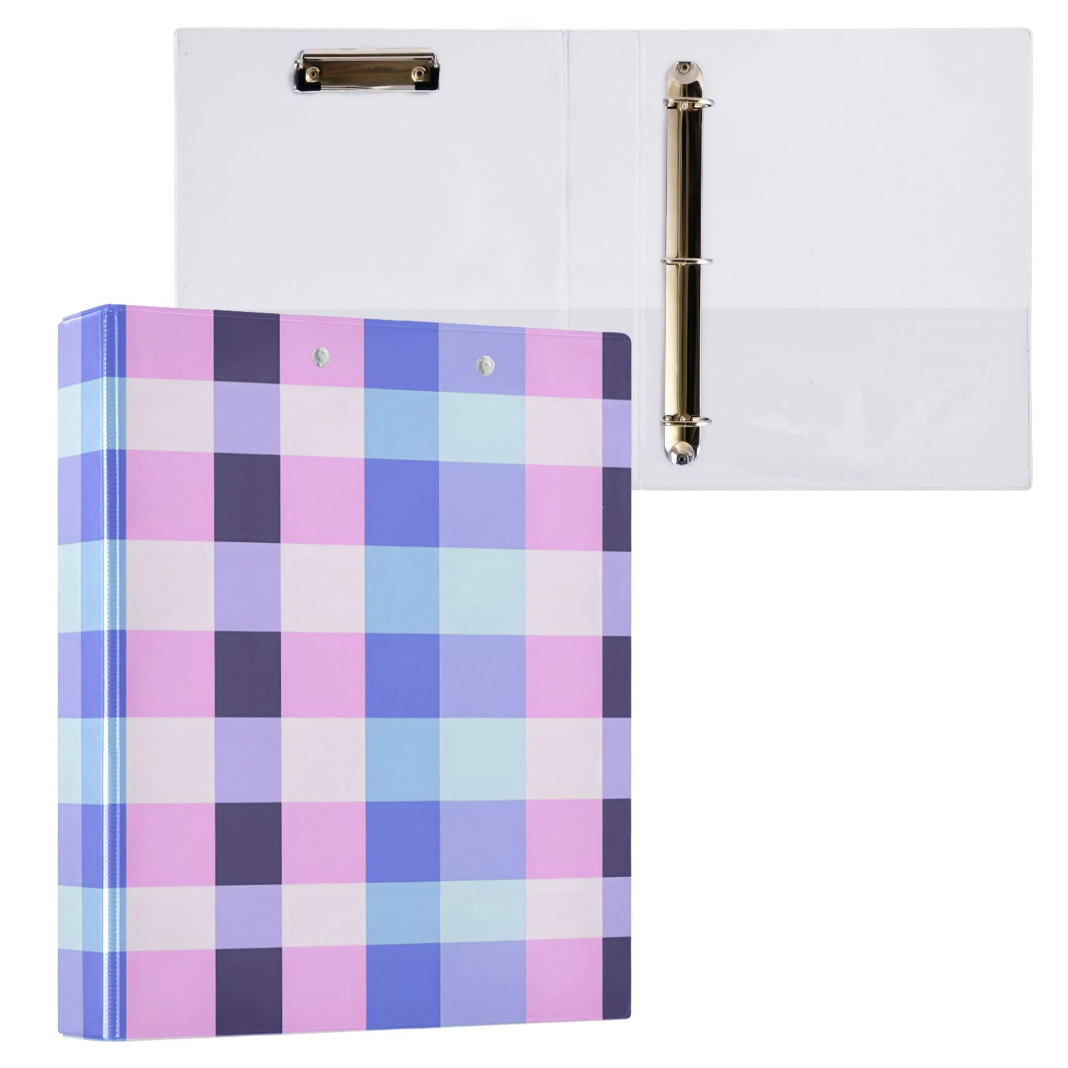ALAZA Checkered Plaid-a5 Hardcover 3 Ring Binder 1.5" Round Rings Interior Pockets Binders Organizer 2 Pack