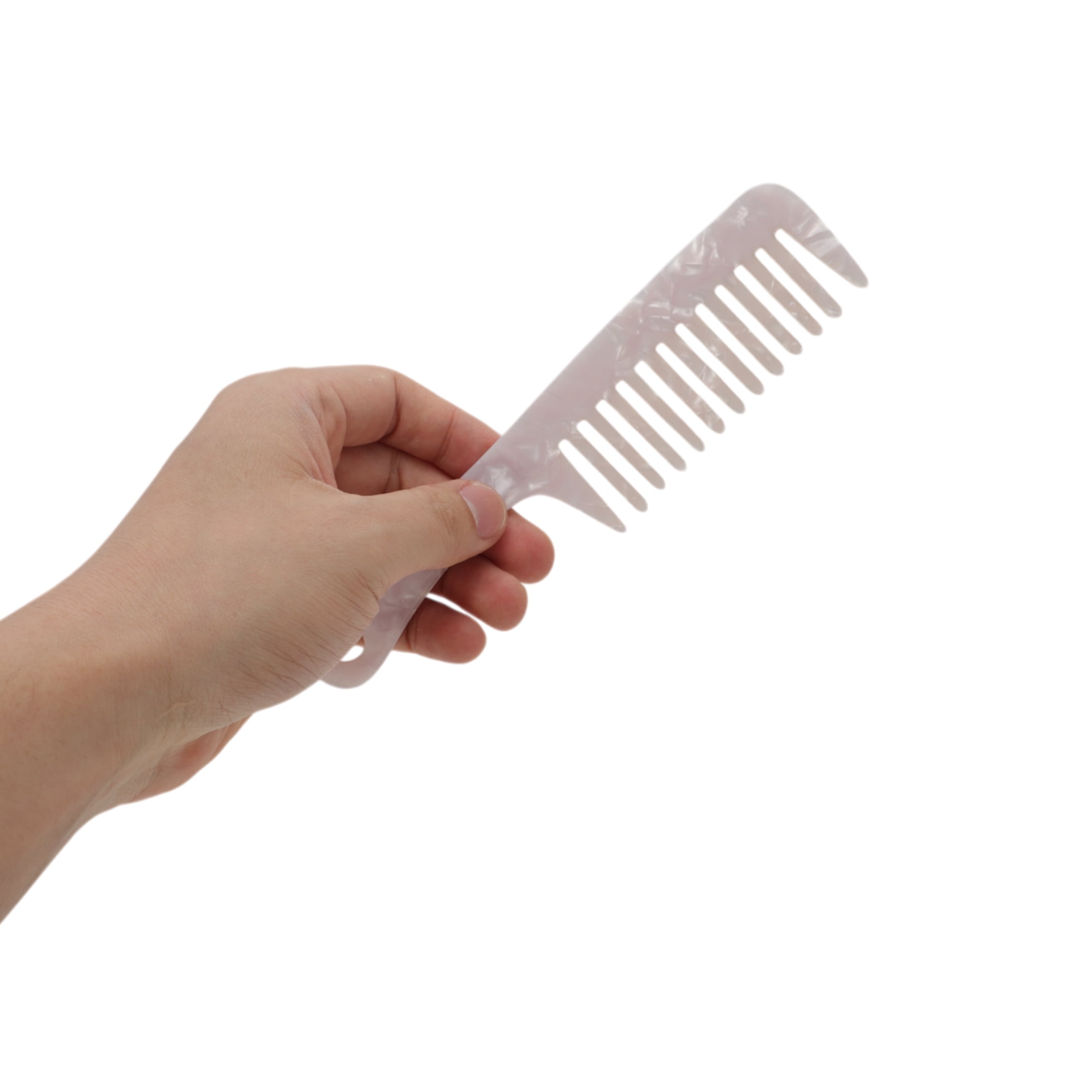 Unique Bargains 1 Pc Durable Marble Handle Hair Comb for All Hair Types Styles White