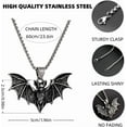 thumbnail image 5 of Leander Bat Necklace for Men - Stainless Steel Vampire Pendant, Gothic Halloween Goth Jewelry‌, 5 of 6
