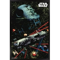 Star Wars: Saga - Space Battle Wall Poster, 14.725" x 22.375", Framed