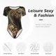 thumbnail image 4 of Balery Palatial Gold Pattern Horse Body de cuello redondo de manga corta para mujer Tops de manga corta Tops básicos-Large, 4 of 7