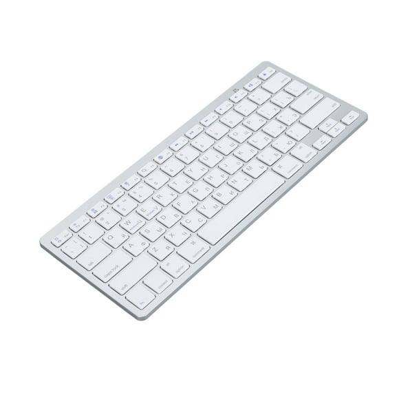 Ultra Thin BT Keyboard, Silver Keypad with Bilingual Language, Sensitive Response and Ergonomic Design for PC Computer