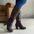 thumbnail image 5 of Mepaouo Women's Suede Knee High Boot Lace up Fall Winter Wide Calf Boots Combat Riding Dress Shoes, 5 of 8