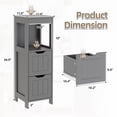 thumbnail image 3 of Walsunny 2PCS Bathroom Storage Cabinets Floor Cabinet Organizer Freestanding Narrow Cabinet with Drawer Open Shelf for Bathroom Laundry Gray, 3 of 7