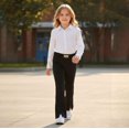 thumbnail image 2 of HCYSFG Girls Back To School Flare Pants Elastic Waist Slim Fit Full Length Split Hem School Uniform Leggings Classroom Bottoms, 2 of 5