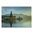 thumbnail image 2 of Balinese Cutting Board, Pura Ulun Danu Building Panorama Sunrise on Lake Bratan Bali Indonesia Waterscape, Decorative Tempered Glass Cutting and Serving Board, Large Size, Beige Brown, by Ambesonne, 2 of 5