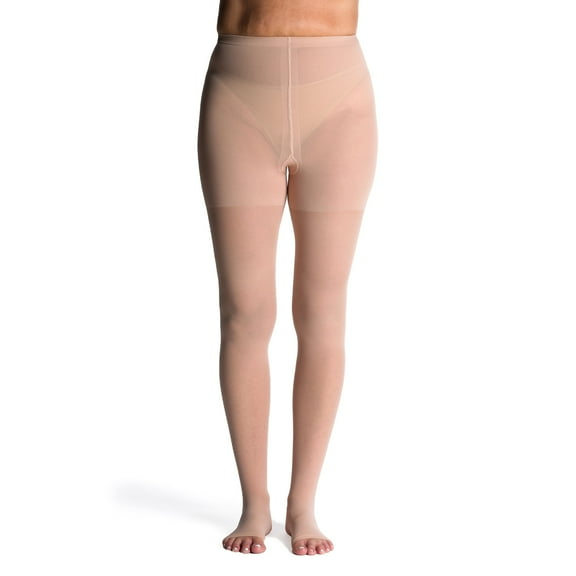 Sigvaris Style 781 Sheer 15-20 Open Toe Compression Pantyhose Warm Sand ML Long