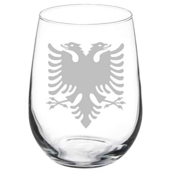 Wine Glass Goblet Albanian Eagle (17 oz Stemless)