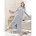 thumbnail image 6 of Robes for Women, LOFIR Womens Hooded Plush Robe Zip up Front Long Fleece Bathobe for Women with Pocket, House Coat Moomoo Nightgowns Loungewear Sleepwear for Elderly Women Gift,  (S/M, Light Gray), 6 of 7