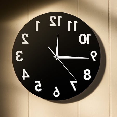 POLISE Spaces Reverse Counterclockwise Wall Clock, 11.8 Inch Diameter Vinyl Record Style Clock for Living Room Home Decor, Silent Non-Ticking, 1 Clock