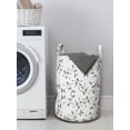 thumbnail image 3 of Leaf Laundry Bag, Monochrome Minimalist Simple Leaf Pattern with Branch Eco Plants Modern Style, Hamper Basket with Handles Drawstring Closure for Laundromats, 13" x 19", Grey White, by Ambesonne, 3 of 4