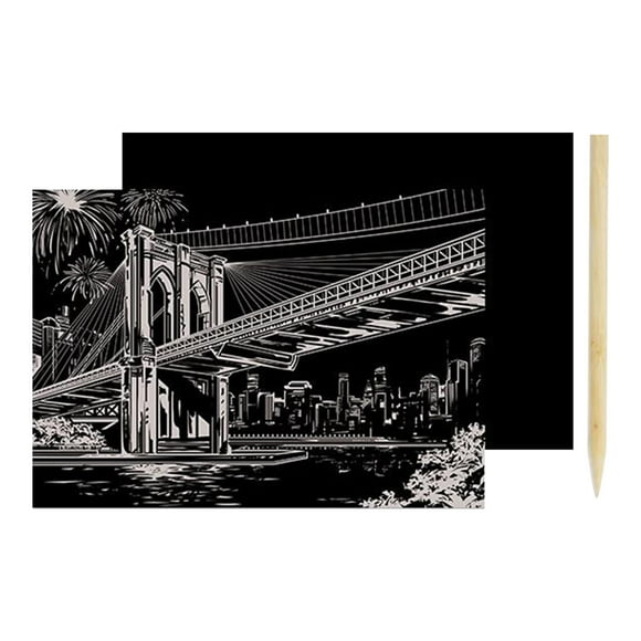 Birdeem Colorful Scratch Paper Set City Night Scene Painting Living Room Decoration Painting