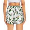 thumbnail image 4 of Uemuo Lilies Flowers Pattern Women's Athletic Shorts High Waisted Running Shorts with Liner Pockets Gym Elastic Workout Shorts-, 4 of 9