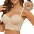 thumbnail image 2 of Bmisegm Women Low Back Strapless Bra Longline Way Push Up Bra Beige 40, 2 of 9