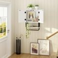thumbnail image 5 of Bathroom Wall Cabinet with 2 Doors, 3-Tier Modern Farmhouse Medicine Cabinet, Over The Toilet Storage Cabinet with Adjustable Shelf and Towel Bar(White, Small), 5 of 18