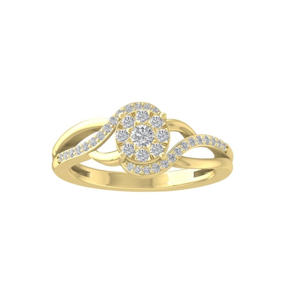 Araiya Fine Jewelry Gift For Mothers Day 10K Yellow Gold Round-shape Lab Grown Diamond Cluster Engagement Ring ( 1/3 cttw, D-F Color, VS Clarity) Size 5.5