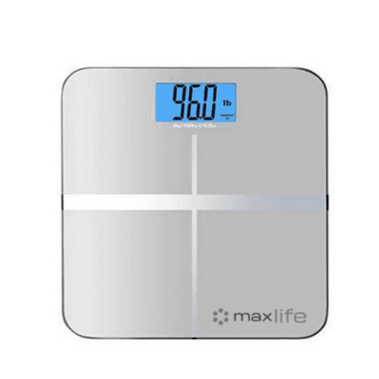 Max Life - Digital Scale, Body Weight Bathroom Scale 396lb/180kg High Accuracy, Step-On Technology with Lithium Rechargeable Battery - Black, New