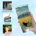 thumbnail image 6 of 11oz Double-Wall Vacuum Insulated Stainless Steel Tumbler with Straws Sports Mugs BPA-Free Black Cat Walking Fields, 6 of 7