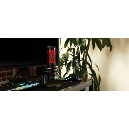 HyperX QuadCast – USB Condenser Gaming Microphone, for PC, PS4 and Mac, Anti-Vibration Shock Mount, Four Polar Patterns, Pop Filter, Gain Control, Podcasts, Twitch, YouTube, Discord, Red