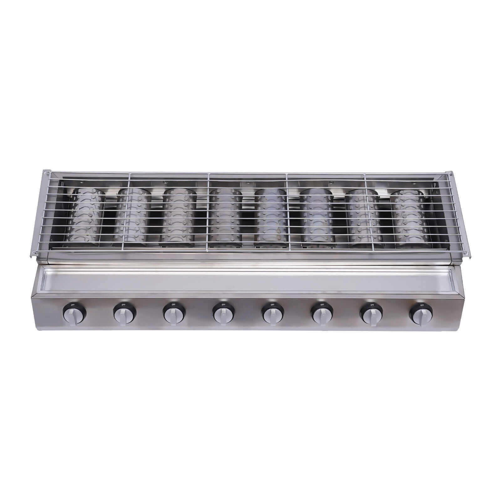 Portable BBQ Grill 8 Burners Gas BBQ Grill Adjustable Height Stainless Steel Barbecue Grill Gas Grill Burners Cooker Smokeless for Outdoor Camping Picnics
