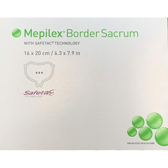 Silicone Foam Dressing Mepilex  6 x 7.5 inch Sacral Silicone Adhesive with Border (Box of 5)