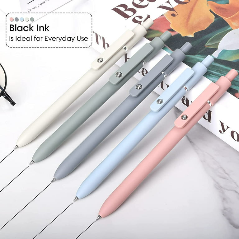 5 PCS Quick Dry Ink Pens, Pens Fine Point Smooth Writing Pens, Aesthetic  Journal Pens, Retractable 0.5mm Fine Tip Black Ink, Cute Pen for Writing  Note