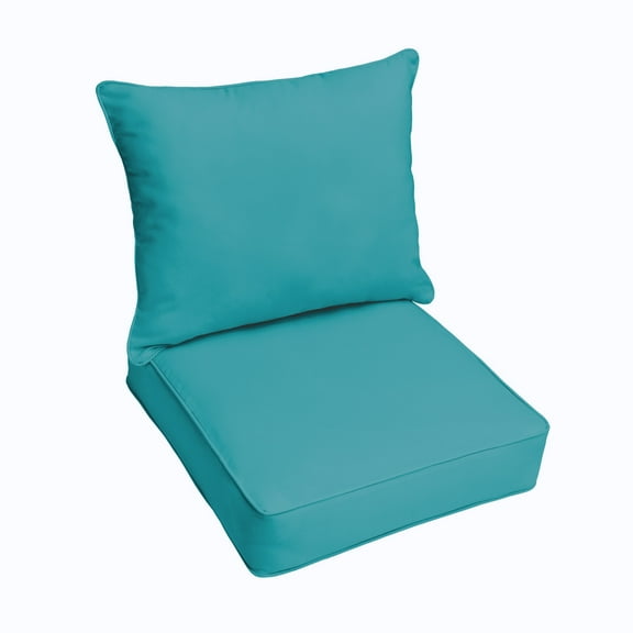 Aqua Blue Indoor/Outdoor Deep Seating Pillow and Cushion Set, Corded