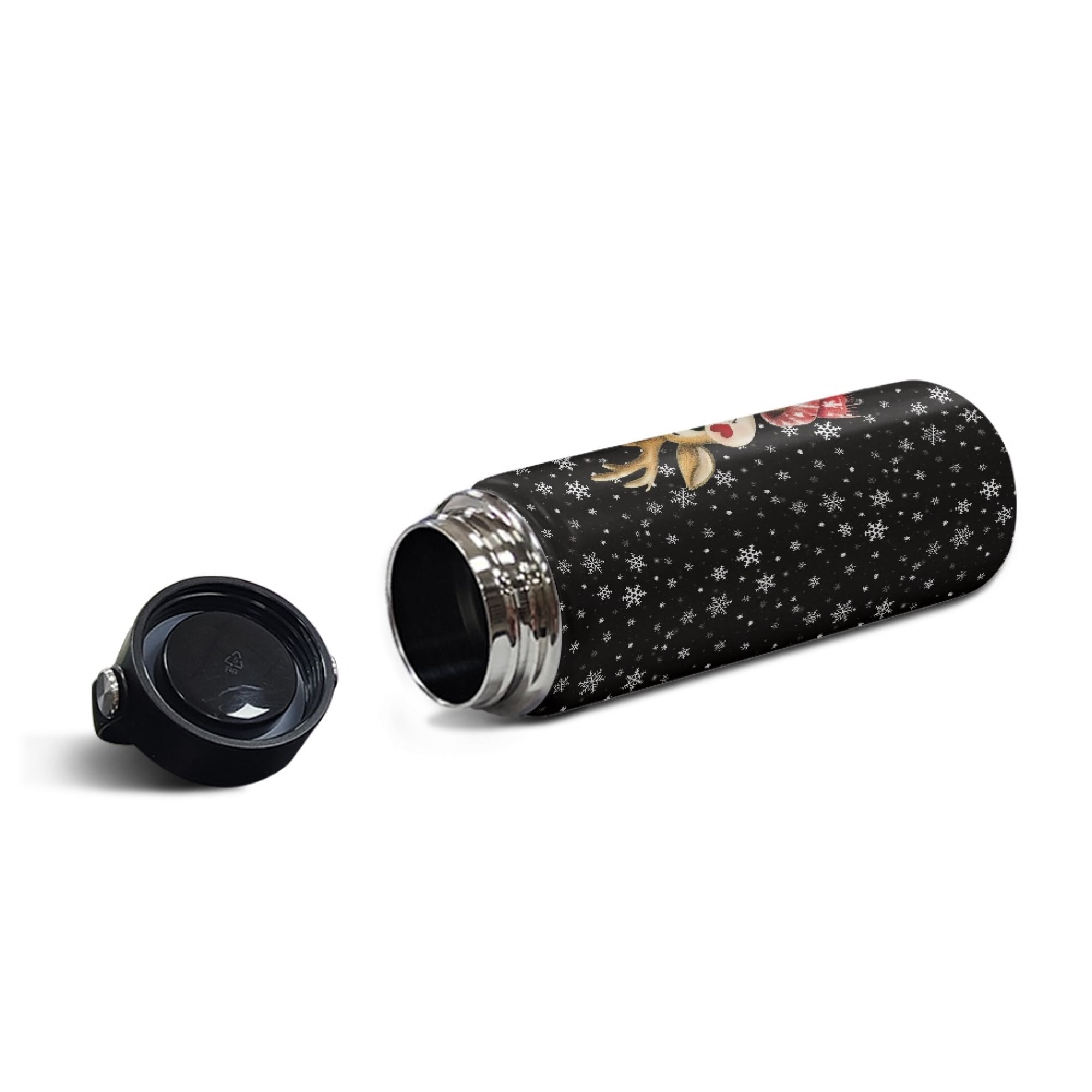 SEANATIVE Christmas 20oz Water Bottle Vacuum Insulated Stainless Steel Water Flask Reindeer Snowflake Leak Proof Travel Drink Mug Metal Canteen Hot Cold Water Bottles