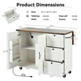 thumbnail image 4 of 54.5"W Farmhouse Rolling Kitchen Island with Storage, Mobile Kitchen Islands with Drop Leaf and Power Outlet, Rustic Kitchen Storage Cart with Spice Rack for Dining Room, 4 of 11