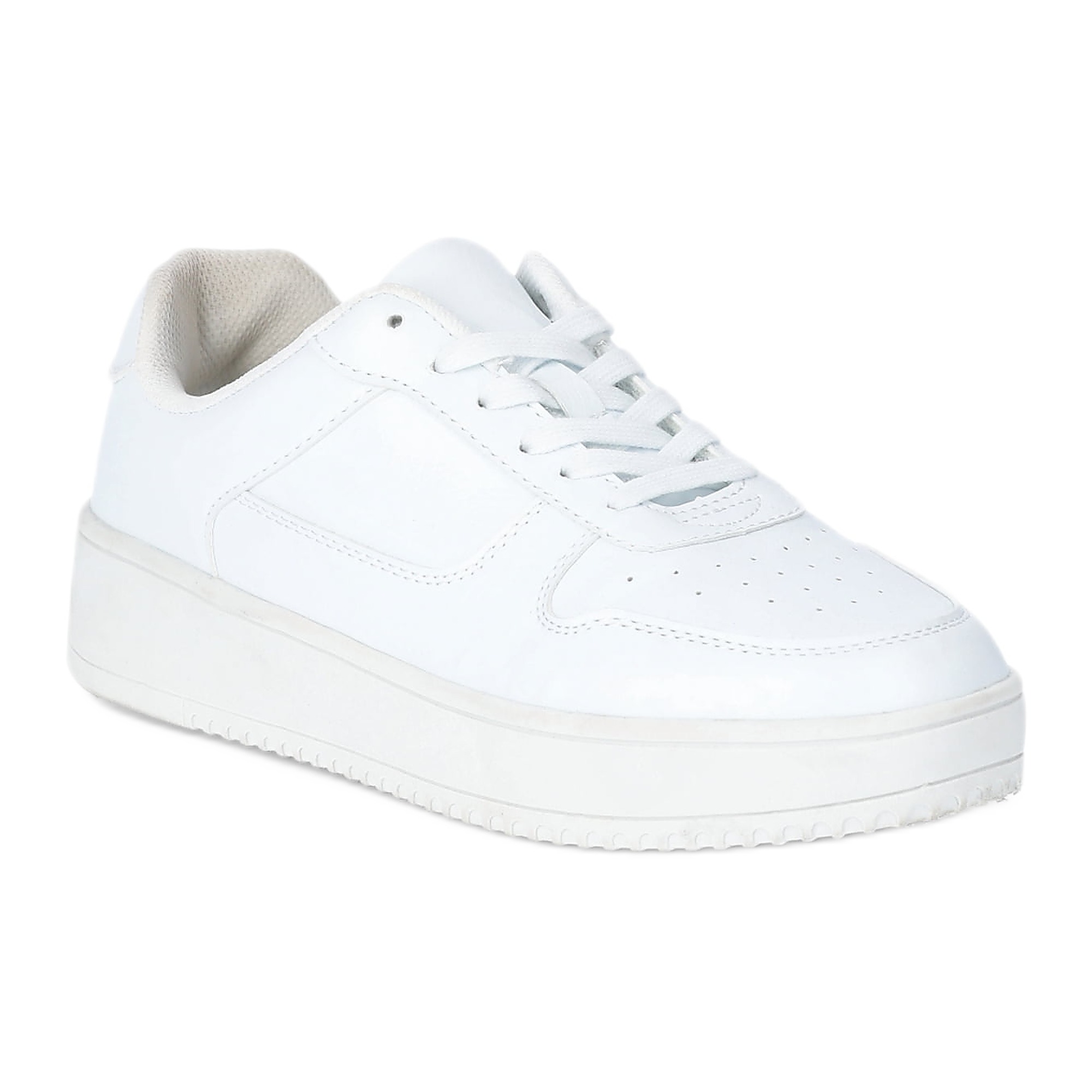 No Boundaries Women's Platform Casual Lace Up Sneakers, Wide