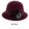 thumbnail image 6 of Skymirror Lady Hat Elegant Wide Brim Keep Warm Solid Color Winter Autumn Ladies Dome Hat with Flower for Daily Wear, 6 of 8