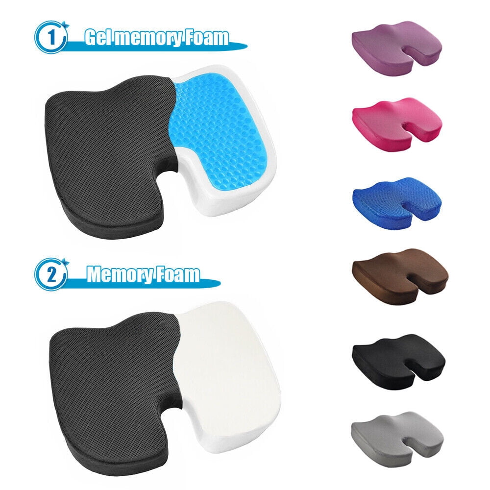 Seat Cushion W/ Cooling Gel for Tailbone Pain Relief (Black), Memory Foam  Office Chair by Cozlow