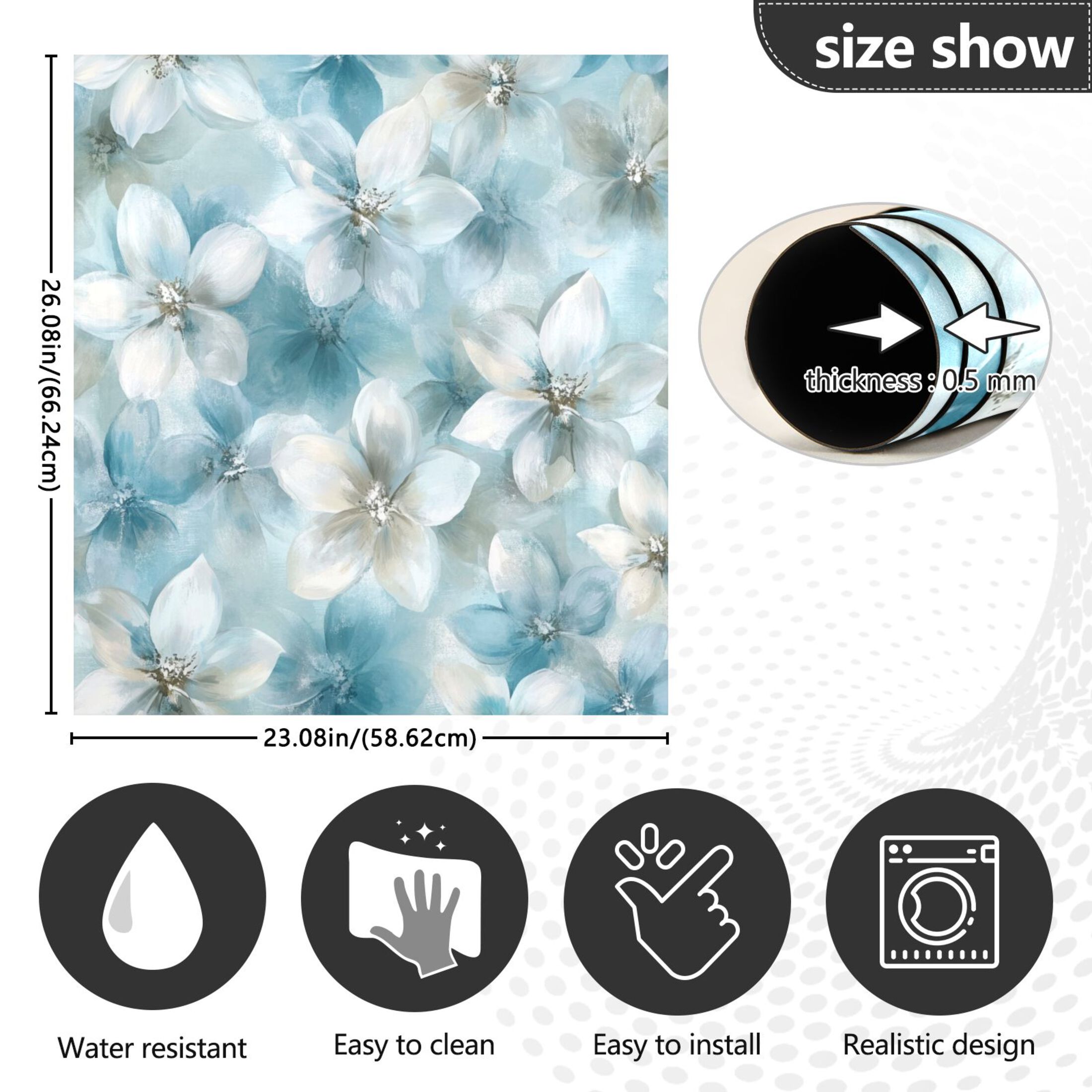 Dishwasher Magnetic Sticker 23x26 Inch Refrigerator Magnetic Sticker Washing Machine Magnetic Sticker Kitchen Panel Magnetic Sticker Home Decor Cute Blue Flowers