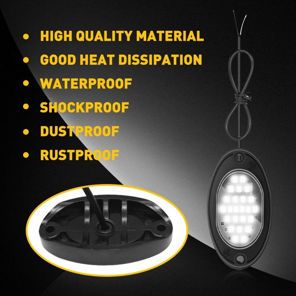 Phyun 8X White LED Rock Lights Underbody Trail Rig Glow Lamp For Offroad SUV Pickup Truck