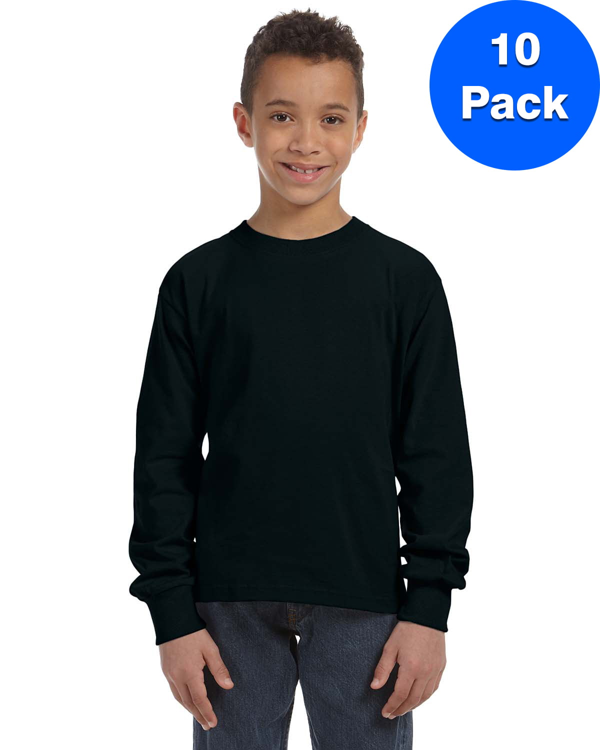 3 Or 5 Pack FOTL Children's Kids 100% Cotton Long Sleeve Valueweight T shirt Top 